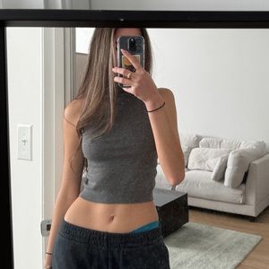 BRANDY MELVILLE Grey Crop Top
